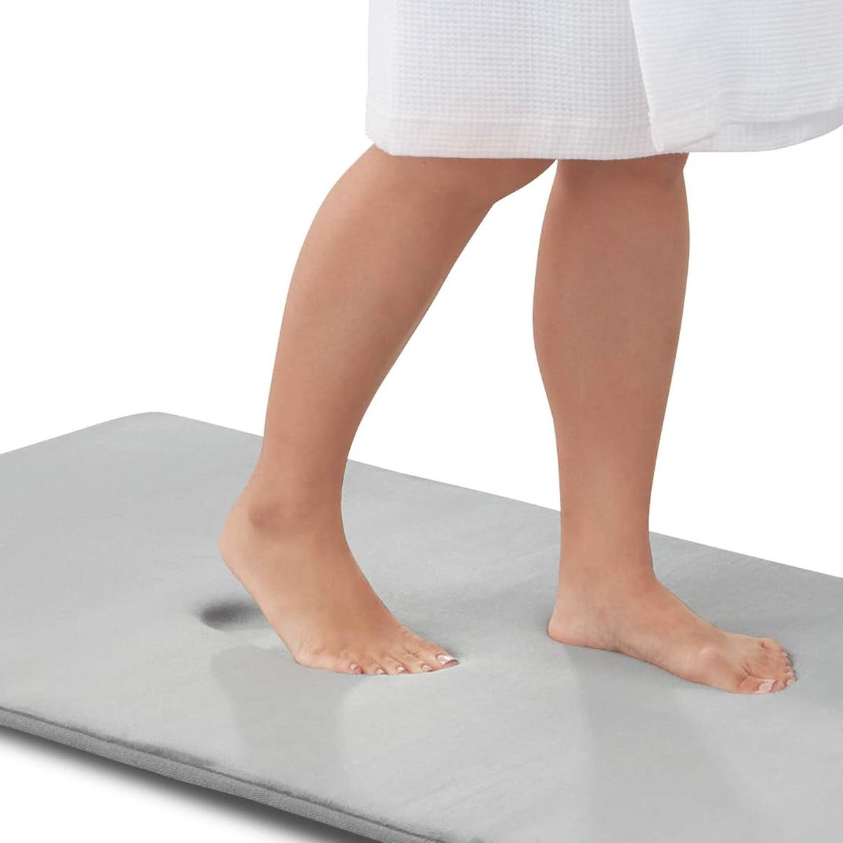 Antislip Badmat Set van Geheugenschuim in Zilver, 55 x 90 cm