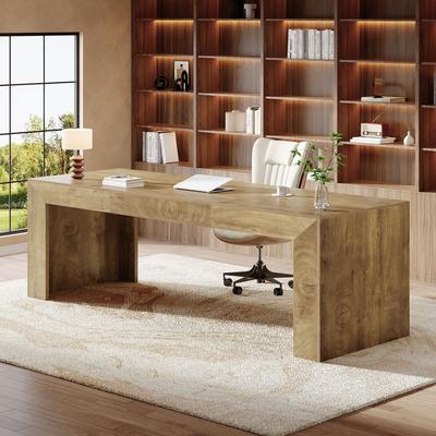 YUZHOU 78.7-Inch Long Computer Desk for 2 People, Farmhouse Executive Desk