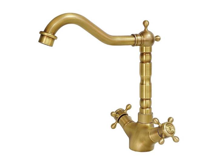 LuxusKollektion Spültischarmatur Wasserhahn Küchenarmatur Antik Messing Zweigriff (1-St)