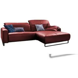 KAWOLA Sofa YORK Leder Life-line cherry Rec rechts Fuß Metall schwarz
