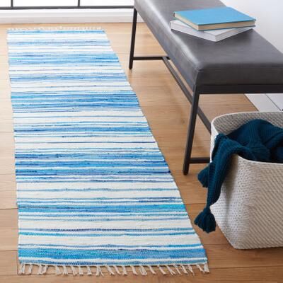 SAFAVIEH Handmade Rag Rug with Fringe Valborg Casual Stripe Cotton Rug with Fringe