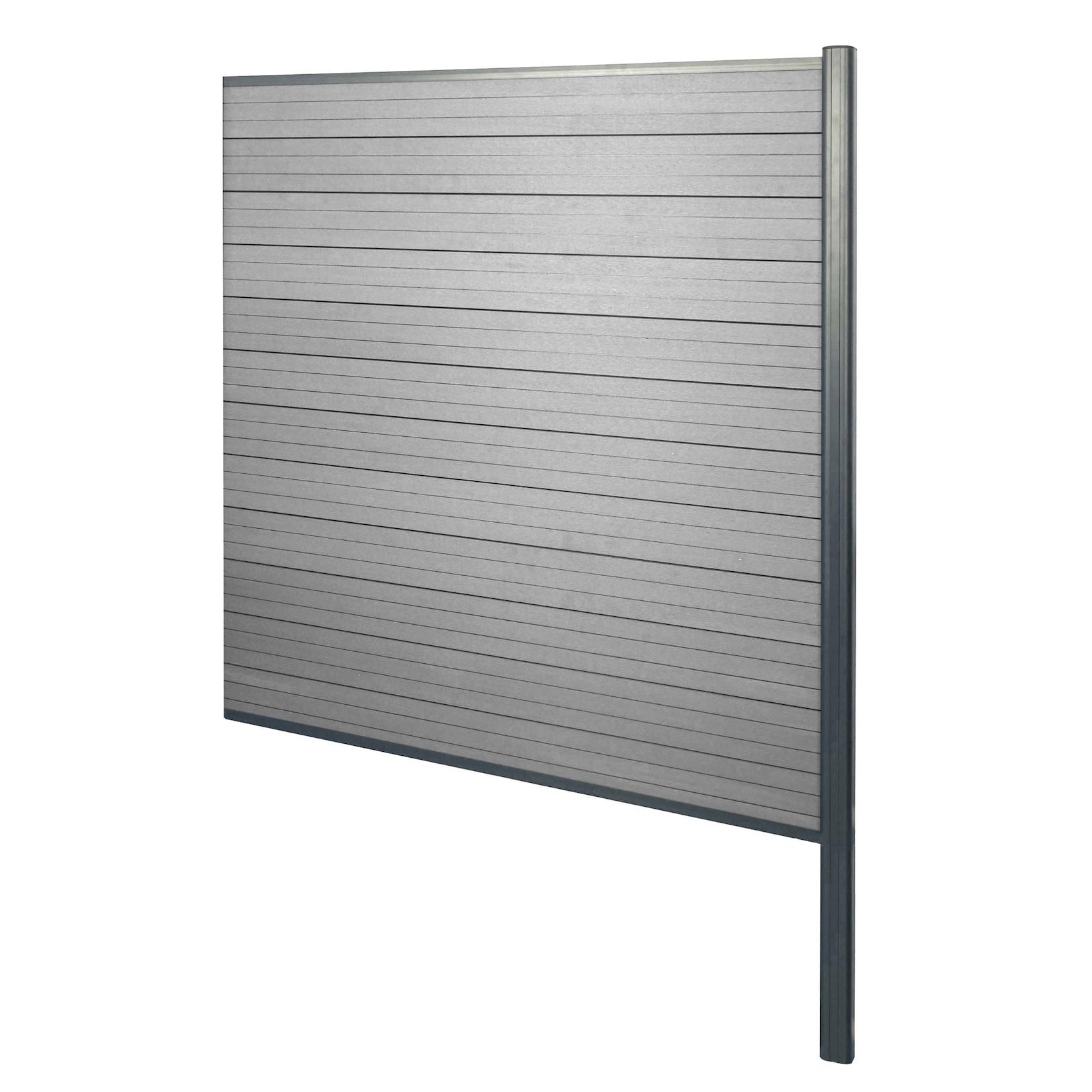 WPC-Sichtschutz Savoie, Windschutz Zaun, Alu-Pfosten zum Einbetonieren ~ Erweiterungselement, 185cm grau