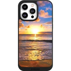 Nivocase Handyhülle für Apple iPhone 14 Pro Max Hülle NIVOpure Case Schwarz Meer Sonnenuntergang Strand (Apple iPhone 14 Pro Max), Smartphone Hülle, Schwarz