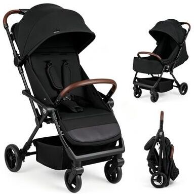Costway Lightweight Baby Stroller with One-Hand Folding and Adjustable Canopy for Toddlers-Black