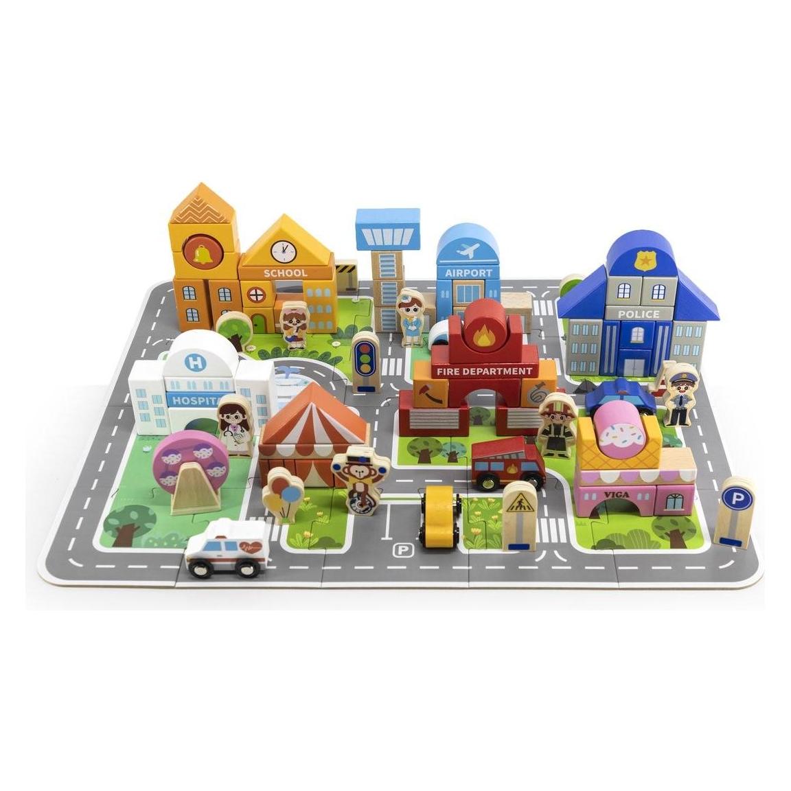 Viga Toys Holzstadt-Bausteine-Set (44705)