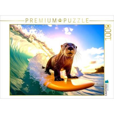 CALVENDO Puzzle Otterly cool auf dem Surfbrett | 1000 Teile Lege-Größe 64x48cm Foto-Puzzle für glückliche Stunden