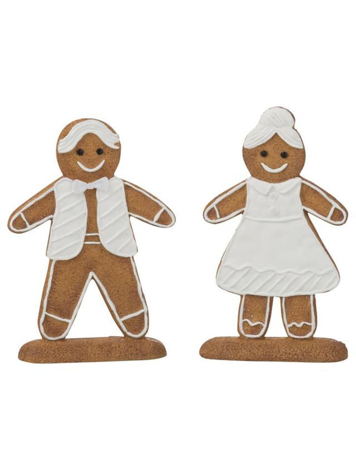 J Line 2er-Set: Dekofiguren in Hellbraun/ Weiß - (H)15,5 cm - onesize