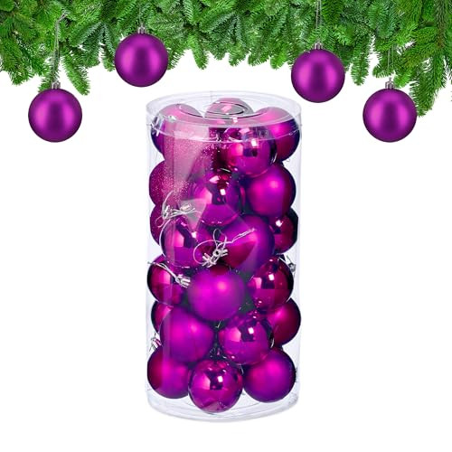 Relaxdays Set van 30 Paarse Kerstballen van Plastic