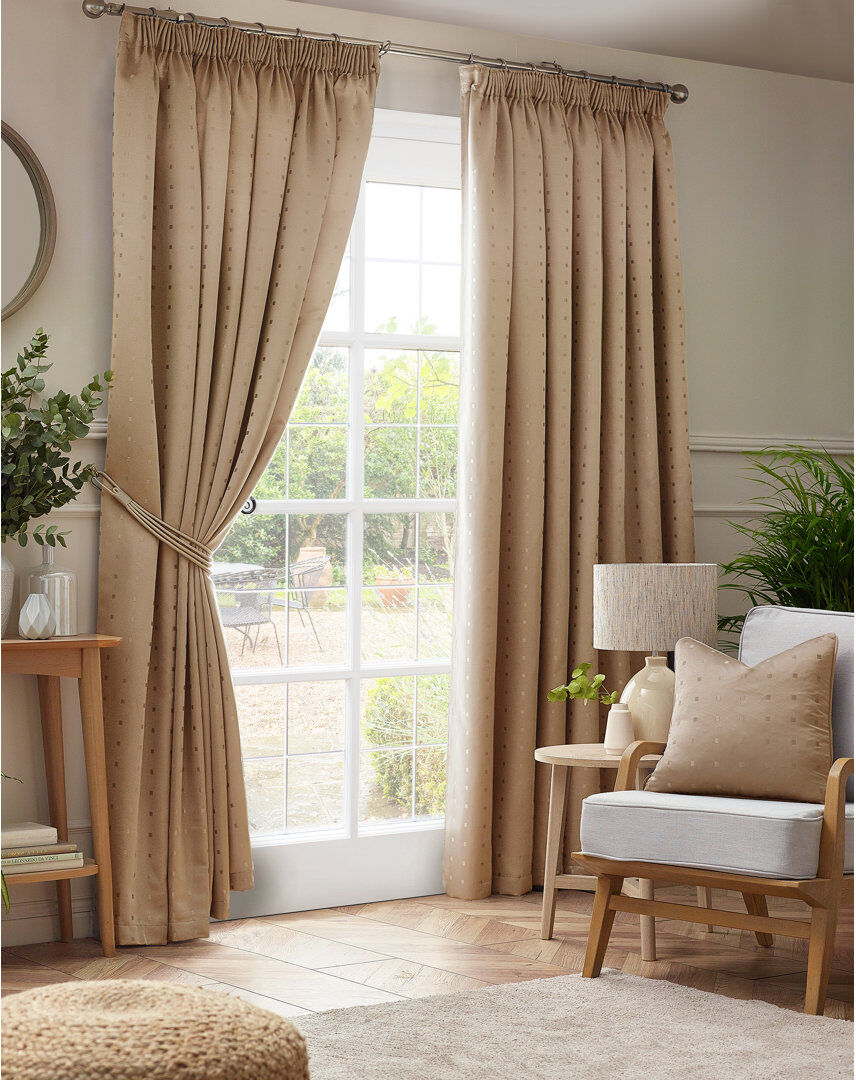 17 Stories Norush Madison Pencil Pleat Curtains Latte 229cm Width x 274cm Drop