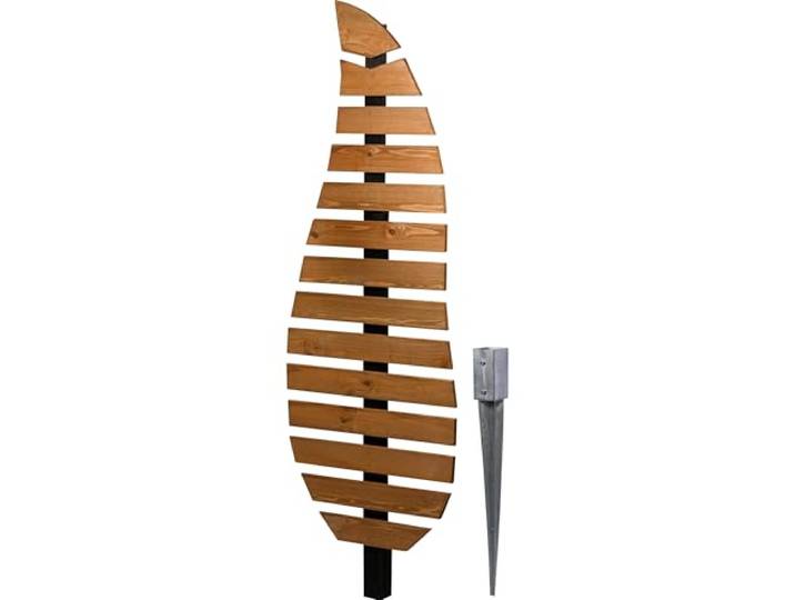 dobar® Rankhilfe Komplexus in Blattform zweifarbig aus Holz - Rankgerüst stehend mit Pfahl für Garten - Pflanzstütze für Kletterpflanzen