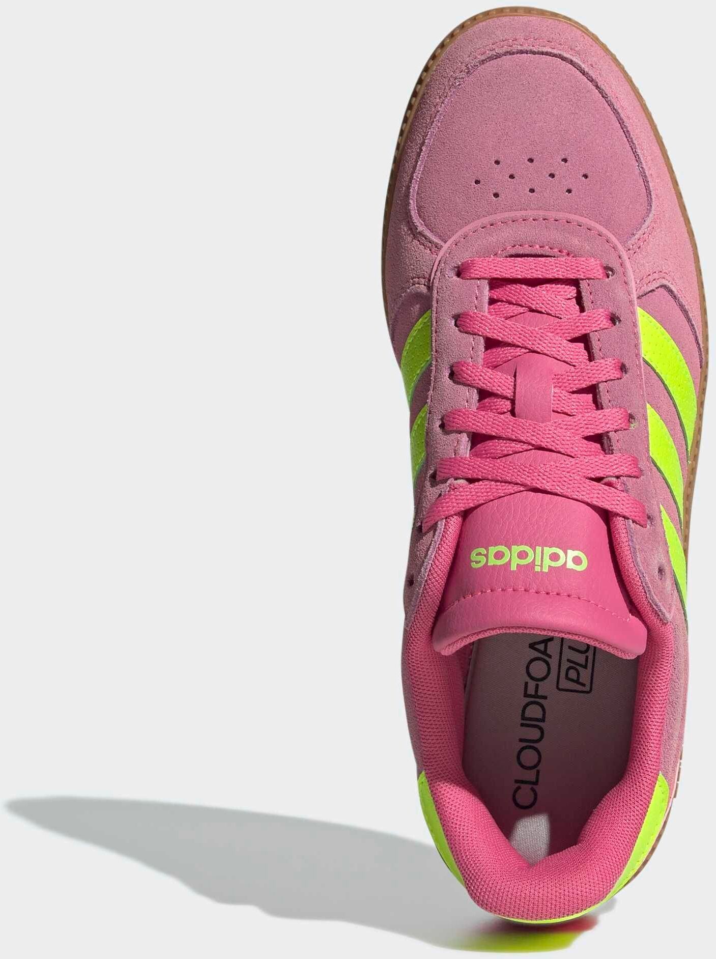 Sneaker ADIDAS SPORTSWEAR "BREAKNET SLEEK", Damen, Gr. 40, rosa (pulse magenta, lucid lemon, bliss pink), Leder, Synthetik, Schuhe Sneaker, inspiriert vom Design des adidas handball spezial pulse magenta, lucid lemon, bliss pink 40