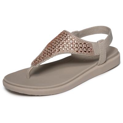 Sandale SKECHERS "MEDITATION LUXE", Damen, Gr. 35, Textil, rosa (taupe), Glitzer, Schuhe Sandale, Sommerschuh, Zehentrenner, Strandschuh mit Glitzersteinchen