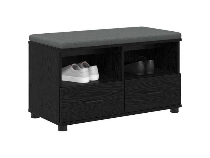 Banc de couloir ZENCORE - Noir Banc d'entrée - Montage simple - avec coussin Chêne Noir 80x38x46cm LH9045210