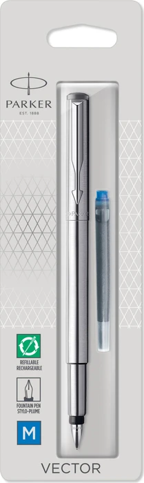 Parker Füllfederhalter VECTOR Edelstahl M Blau Blister