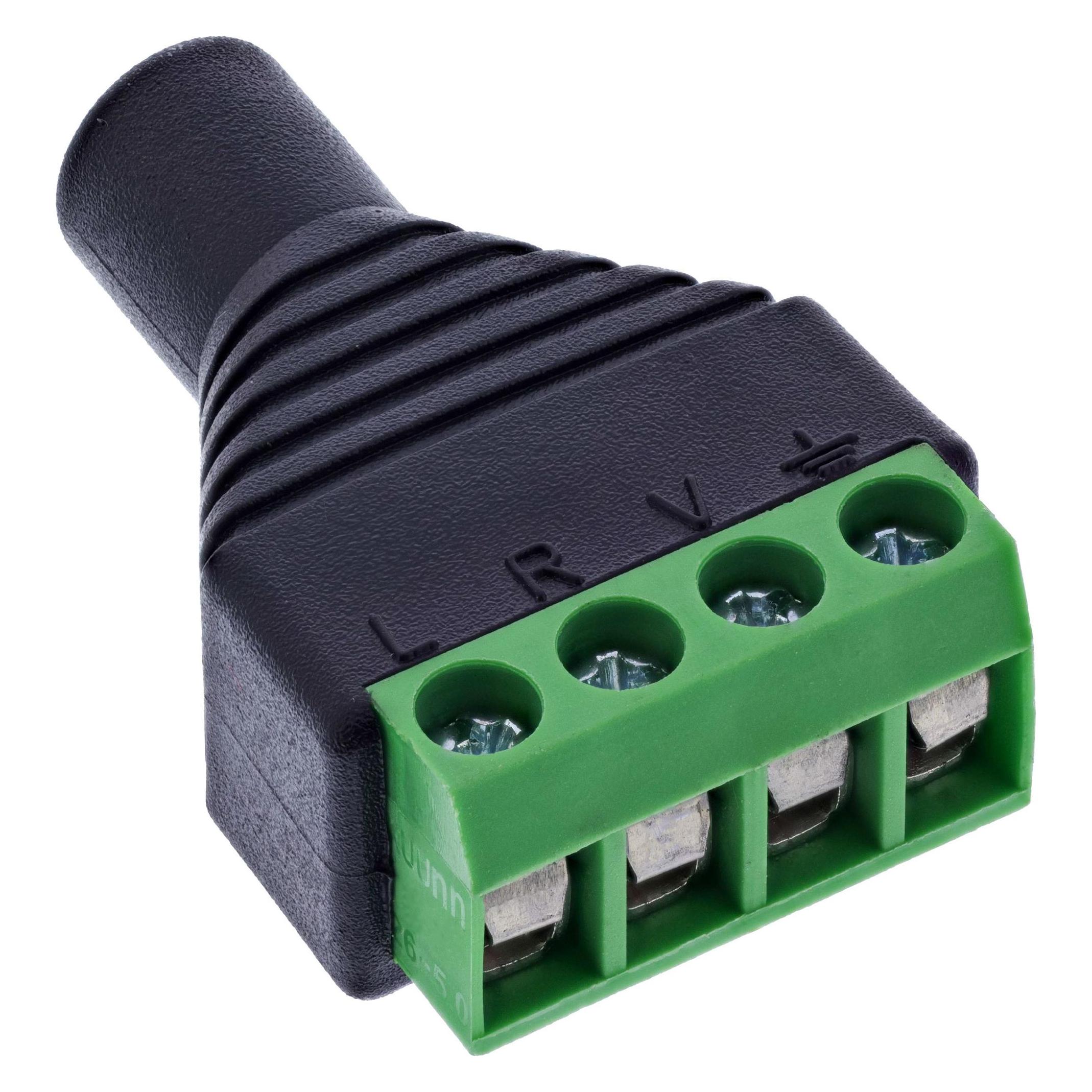 InLine 3,5mm 4-pol Klinkenbuchse an Terminalblock, Stereo/Mikro (Winkeladapter) (92504K)