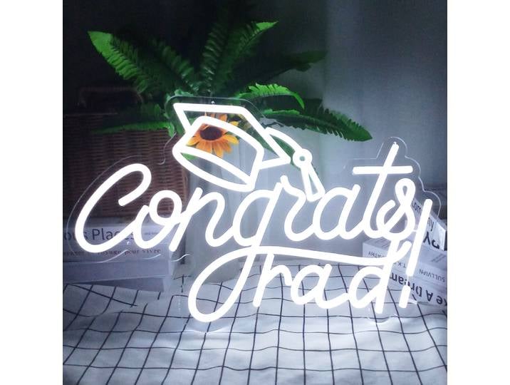 Panneau lumineux LED néon de 20 pouces 'Félicitations, diplômé' pour la décoration de fête de remise des diplômes - Panneaux lumineux néon pour les événements de célébration