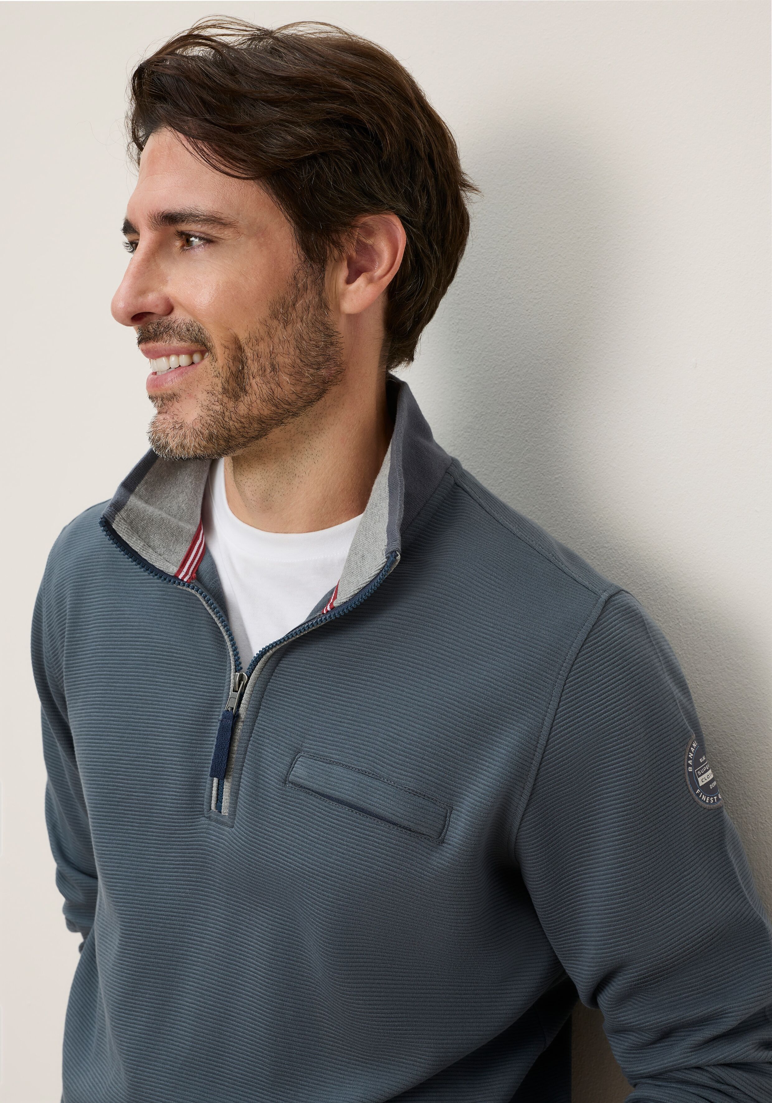 Sweatshirt MAN'S WORLD "- Sportiv gepflegte Optik für Alltag und Freizeit", Herren, Gr. L, grau (blau), Obermaterial: 100% Baumwolle. Besatz: 85% Baumwolle, 15% Viskose, unifarben, angesetztes Bündchen, Sweatshirts Sweatshirt, gerippter Oberstoff, Reissve