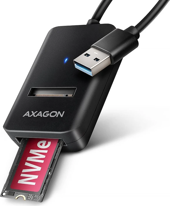 AXAGON ADM2-AM, Adapter für M.2 NVMe & SATA SSD, USB-A 10 Gbps, cable 10 cm