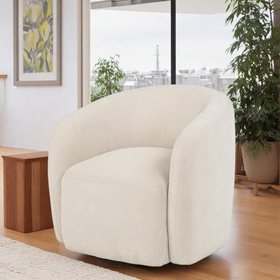 "32.25"" Chenille Swivel Accent Chair with Barrel-Style Seat and Rounded Wraparound Arms and Metal Swivel Base"