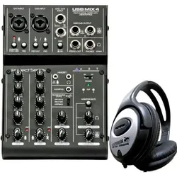 ART Audio Art USBMix4 USB-Mischpult 4-Kanal mit Kopfhörer, Mischpult, Schwarz
