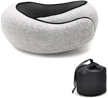 Inspired Finds Snail Style Memory Foam Travel Neck Pillow Adjustable U Shaped Support Cushion light Gray