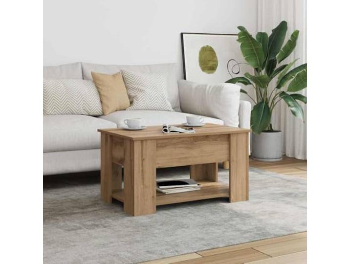 HEFZGDB Couchtisch Artisan-Eiche 79x49x41 cm Höhenverstellbar Holzwerkstoff mit Stauraum moderner Beistelltisch für Wohnzimmer
