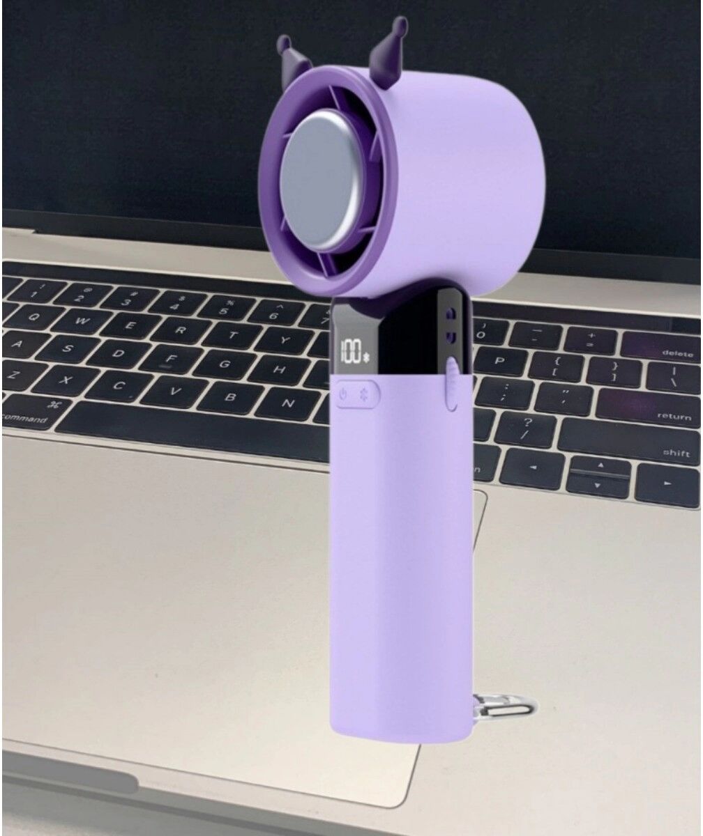 INF Tragbarer Mini-USB-Ventilator WY-F23 mit Peltier-Kühlung, LCD-Display, faltbar und stufenloser Geschwindigkeit Violett