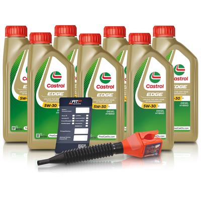 Castrol 7x 1 L EDGE 5W-30 C1 + Ölwechsel-Anhänger + Einfülltrichter [Hersteller-Nr. 15F826]