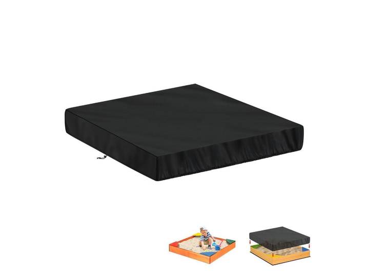 Sandkasten Abdeckung 100x100x20cm Wasserdicht Staubdicht, Schwarz, 1x1x1 cm, Gartenzubehör, Abdeckung für Gartenmöbel