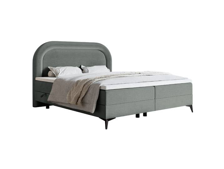 Kontinentalbett 140x200 cm Loreo mit Topper und Stauraum, grauer