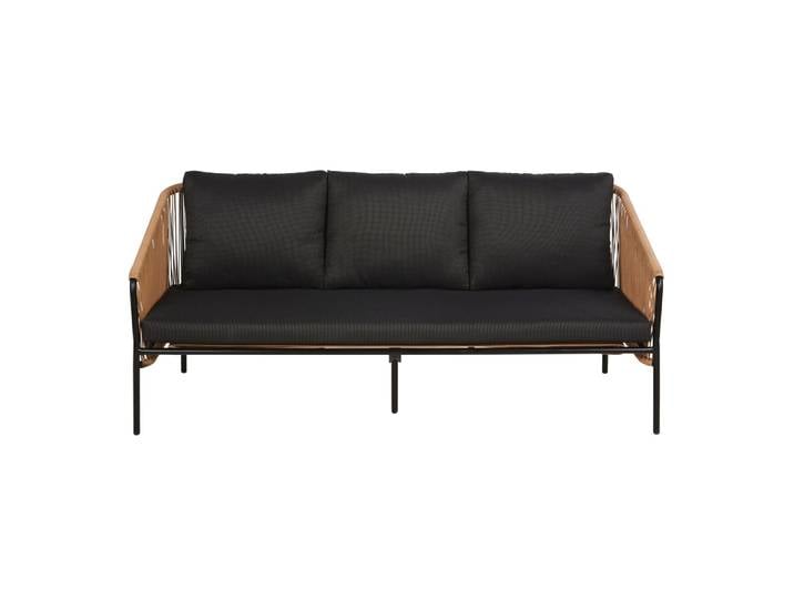 3-Sitzer-Garten-Sofa aus recyceltem Polyethylen und Stahl, schwarz