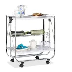 Relaxdays Serviertablett klappbar Weiß,Silber