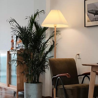 Einfache holz moderne nordic massivholz wohnung haus innen boden lampe stoff schatten e27 nacht lampe holz dunkles holz