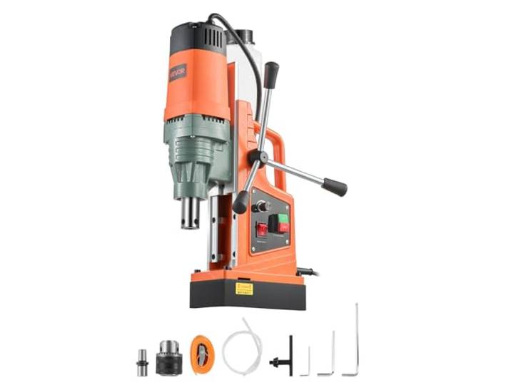 VEVOR Perceuse Magnétique\, Moteur 1550 W\, Perceuse à Colonne Portable\, Diamètre de Carottage 50 mm\, Force Magnétique 13000 N\, Vitesse de 0 à 550 tr/min\, Carotteuse pour Surface Métallique\, Bricolage