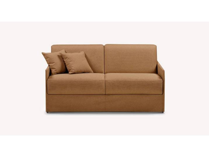 Canapé convertible Tissu LIA - Marron - Couchage 140x195 - Sommier Grille