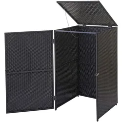Mülltonnenverkleidung MCW-E25, Mülltonnenbox Mülltonnenabdeckung, Poly-Rattan 120l ~ schwarz