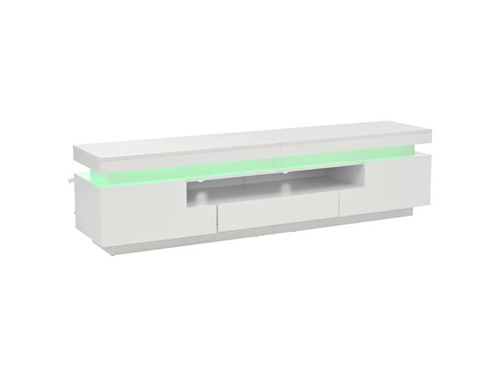 Meuble tv en panneaux de particules avec led blanc 175x38x45 cm