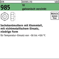 Sechskantmutter DIN 985 Klemmteil M12 10 galv.verz. 250 Stück