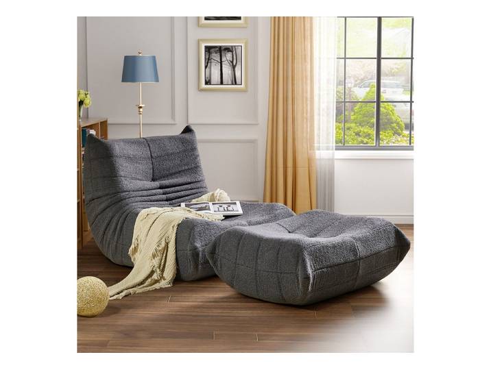 STILVORA Sitzsack Relaxsessel Indoor-Lazy Sofa mit Fußstütze & Hochelastischer Schwamm