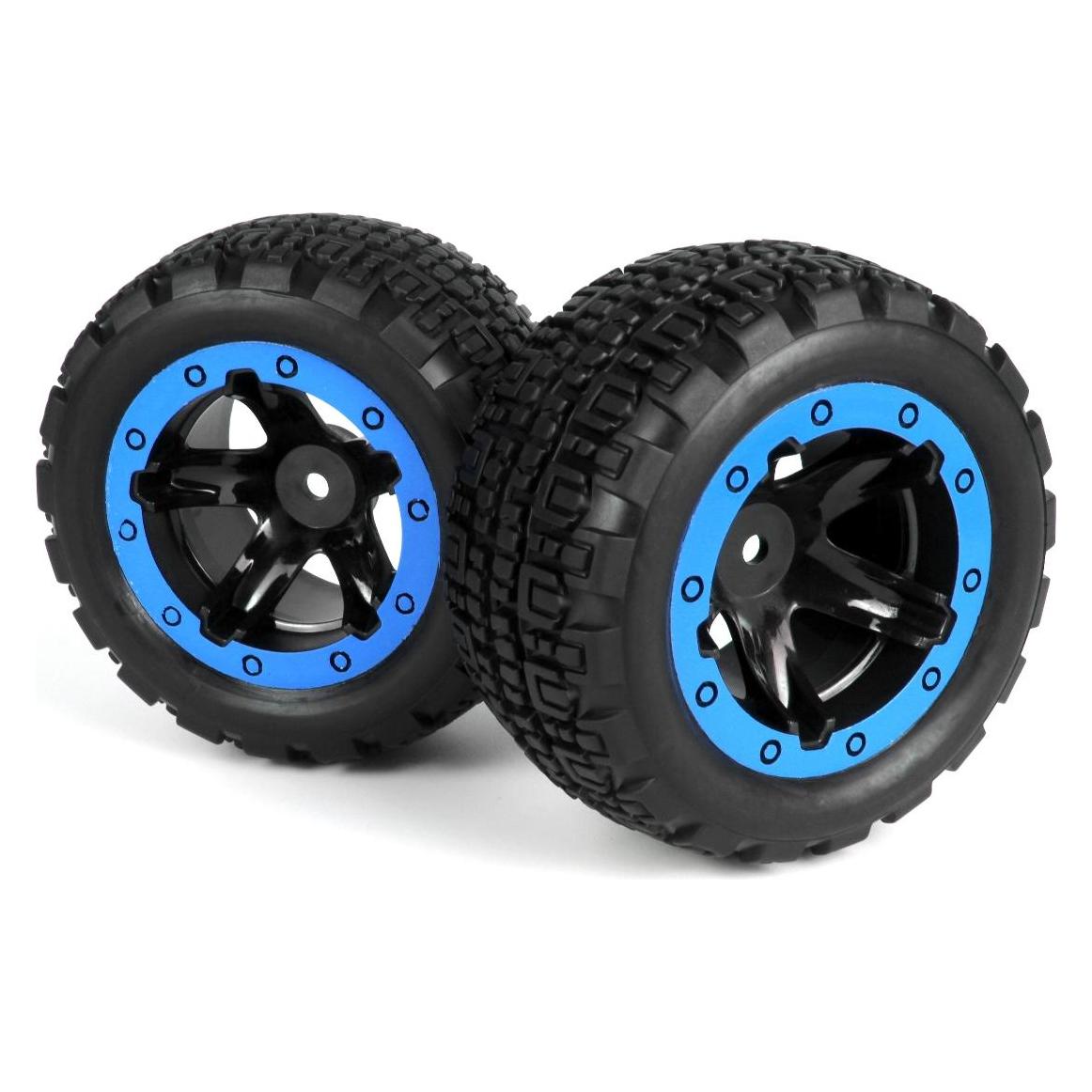 Blackzon Slyder ST Wheels/Tires Assembled (Black/Blue) (BL540109)