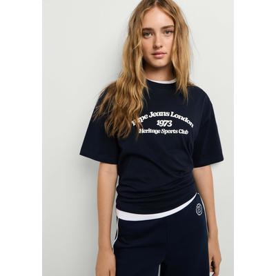 Print-Shirt PEPE JEANS "bedrucktes T-Shirt BABILONIA", Damen, Gr. M, schwarz (dulwich blau), 100% Baumwolle, Shirts