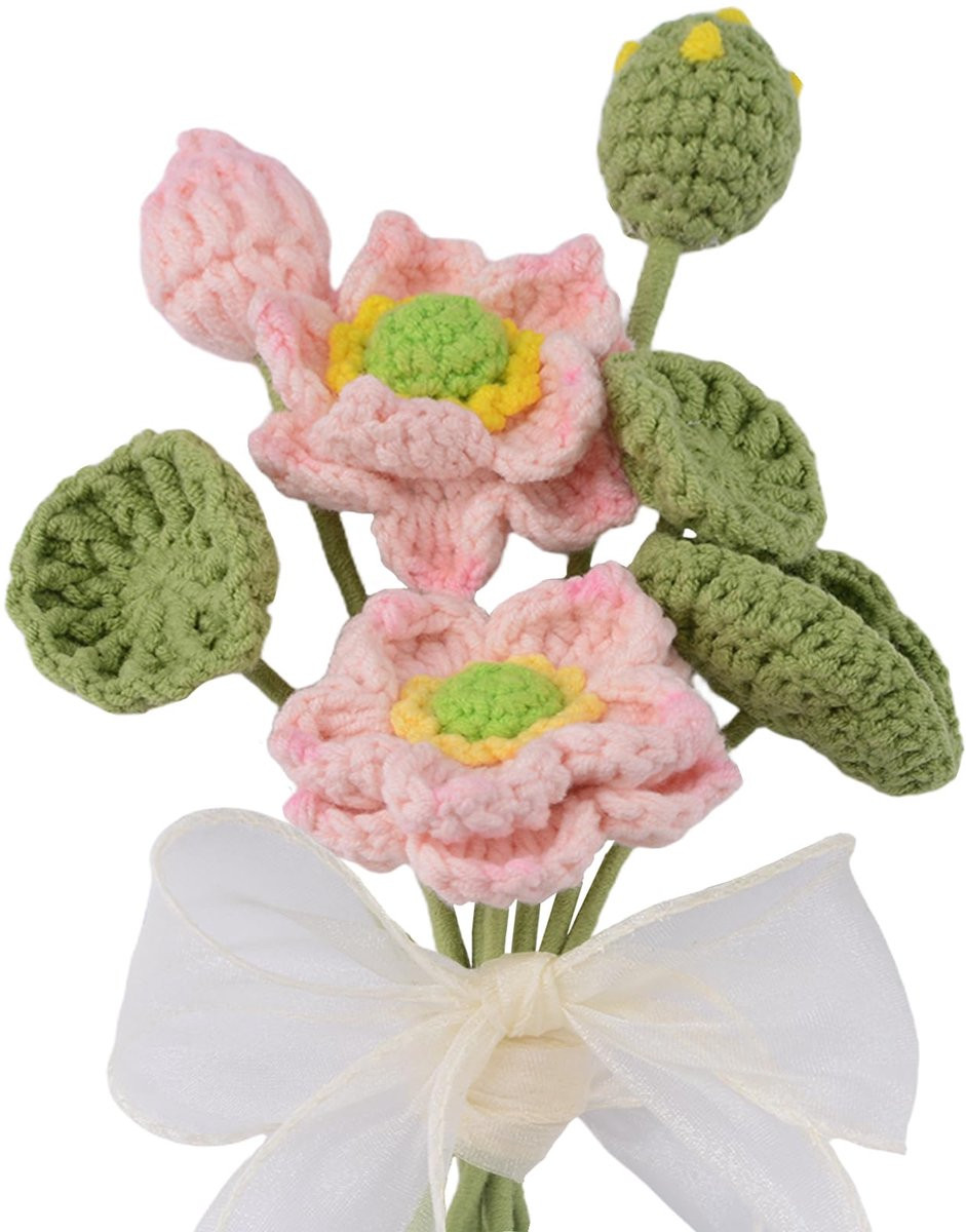 Set van 7 handgemaakte gehaakte lotusbloemen voor woondecoratie