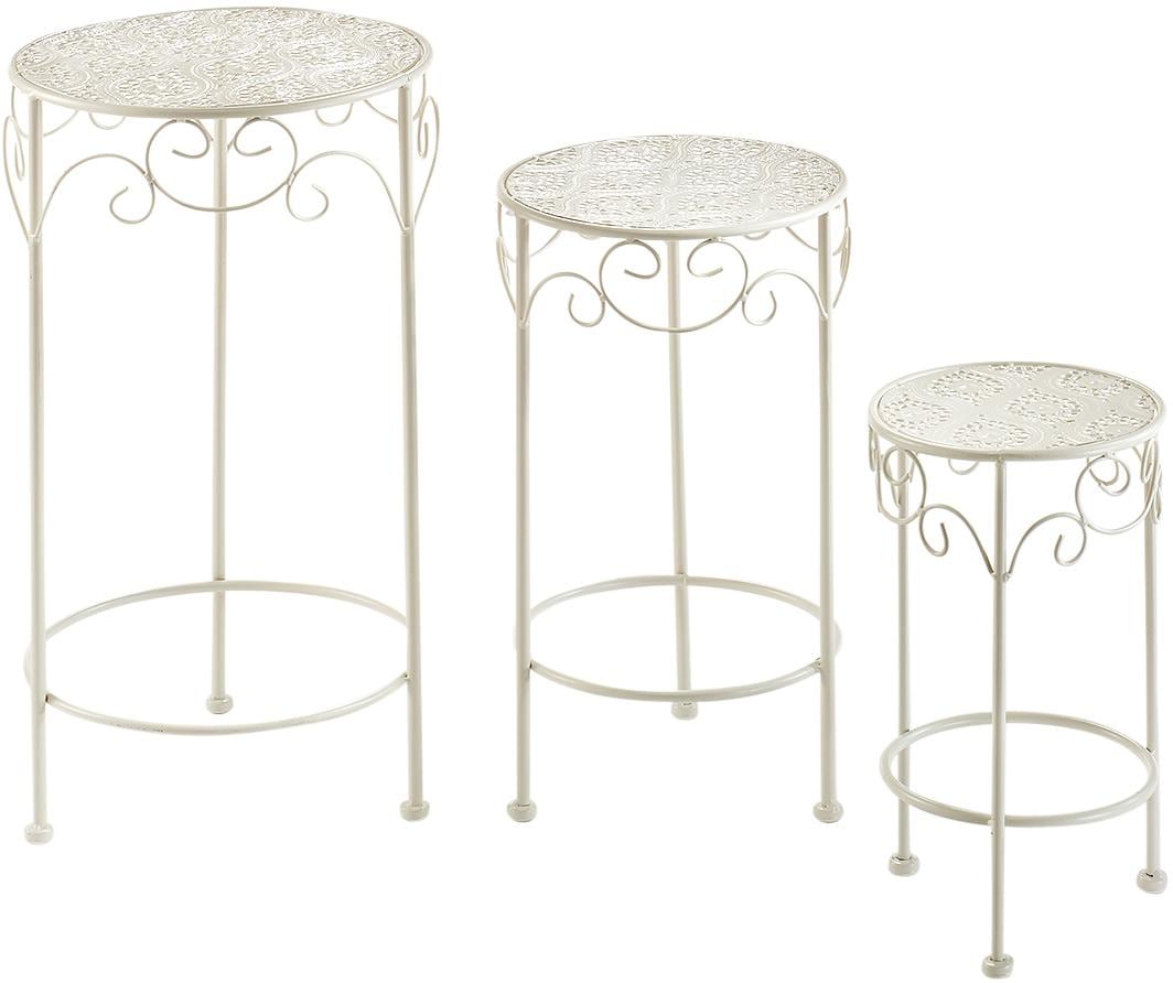 Blumenständer LOCKER, beige (cream), Metall, Pflanzgefäße, Blumenständer, rund aus Metall, cream (3er Set)