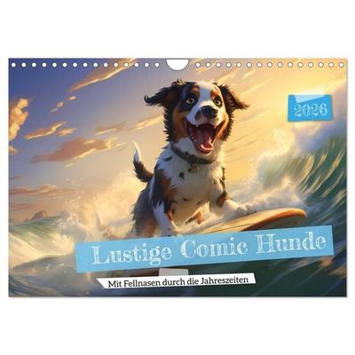 Lustige Comic Hunde (Wandkalender 2026 DIN A4 quer), CALVENDO Monatskalender