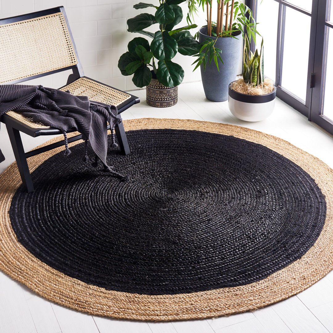 Beachcrest Home Rocco Jute / Sisal Hand Woven Area Rug Black Round 152cm
