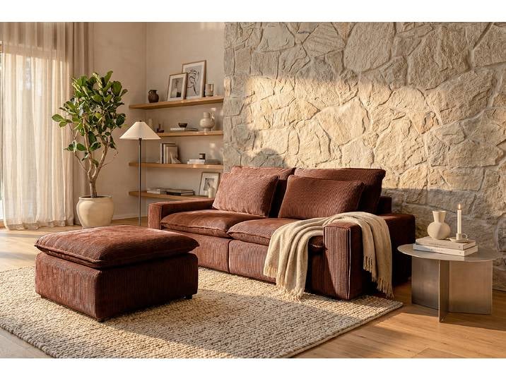 3-Sitzer Sofa Rot Cordstoff Rabia 226 x 83 x 116cm Modern