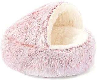 Uplifted Goods 2 In 1 Plush Round Pet Bed And Sleep Bag pink 16 In X 16 In