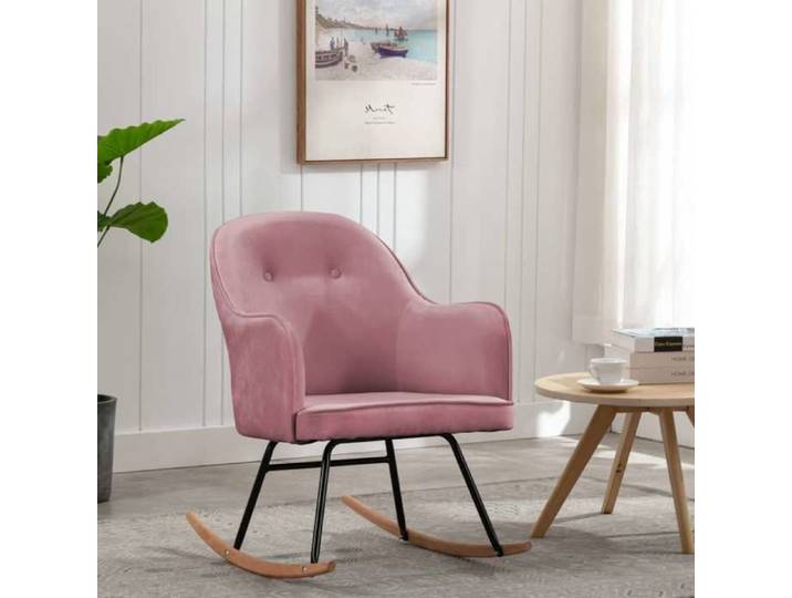 Chaise Allaitement Rose - Magnifique Chaise à bascule - accoudoir - Rose Velours 60x74x84cm CL5451475