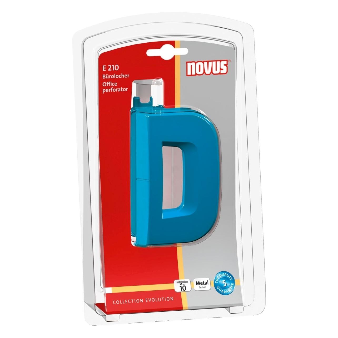 Novus Locher E210 Kunststoff/Metall 1.0mm/10 Blatt (Blister) petrol (025-0604)