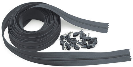 buttinette Endlosreißverschluss im Set, Spirale: 4,2 mm, 4 m, grau